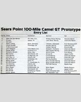 Entry List - Sears Point 100 Miles 1984
