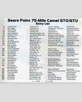 Entry List - Sears Point IMSA GT 1984