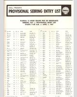 Entry List - Sebring 12 Hours 1967