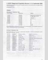 Schedule of Events - Interserie Siegerland 1982