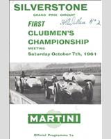 Programme Cover - Clubmen's Championship Silverstone - 750/1172 Formulae Race 1961