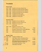 Schedule of Events - International Trophy 1974