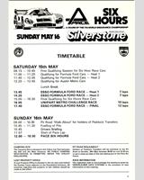 Schedule of Events - Silverstone 6 Hours 1982