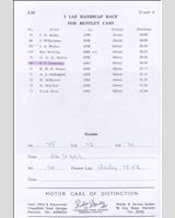 Entry List - Snetterton National - Bentley Handicap 1953