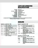 Schedule of Events - Spa 1000 Kilometres 1986