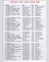 Entry List - Spa 1000 Kilometres 2005