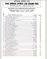 Entry List - SCCA Regional Watkins Glen [DP+EP+FP+GP+HP] 1967