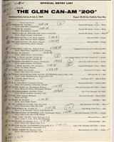 Entry List - Can-Am Watkins Glen 1969