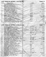 Entry List - Trans-Am Watkins Glen [U2L] 1970
