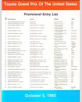 Entry List - GP United States 1980