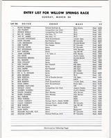 Entry List - Willow Springs [Ladies] 1958