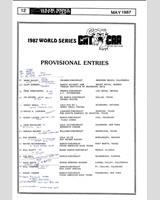 Entry List - Canadian American Thundercars Willow Springs 1987