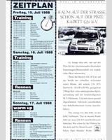 Schedule of Events - Interserie Wunstorf 1988