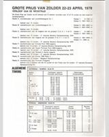 Schedule of Events - GP Zolder 1978