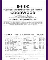 Entry List - 20th BARC Members' Goodwood - Ladies Handicap 1955
