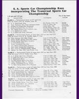 Entry List - South African Sports Car Championship Kyalami Rand Winter 1965
