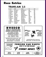 Entry List - Trans-Am Championship Laguna Seca -  Two Five Challenge 1971