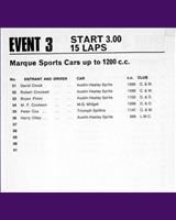 Entry List - Mid 3 Clubs Mallory Park [Marque 1.2] 1967