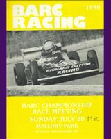 Programme Cover - BARC Mallory Park 1980