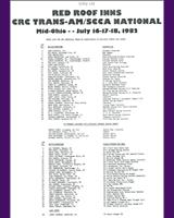 Entry List - Trans-Am Mid-Ohio 1982