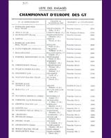 Entry List - Euro GT GP Paris 1973