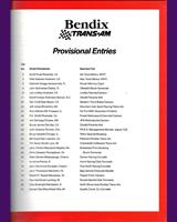 Entry List - Trans-Am Mosport 1987