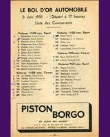Entry List - Bol d'Or 1951