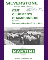 Programme Cover - Clubmen's Championship Silverstone - Sports Racing Cars 1961