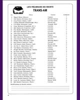 Entry List - Trans-Am Trois-Rivières 1979