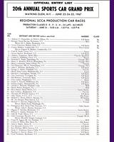 Entry List - SCCA Regional Watkins Glen [DP+EP+FP+GP+HP] 1967