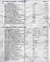 Entry List - Trans-Am Watkins Glen [U2L] 1970