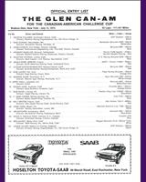 Entry List - Can-Am Watkins Glen 1974