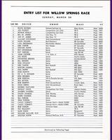 Entry List - Willow Springs [Main] 1958